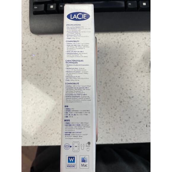 LaCie Rugged Mini 2TB External Hard Drive USB 3.0 Portable 130MB/s color: Orange - Picture 4 of 4